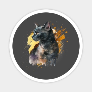 Watercolor Black Cat Magnet